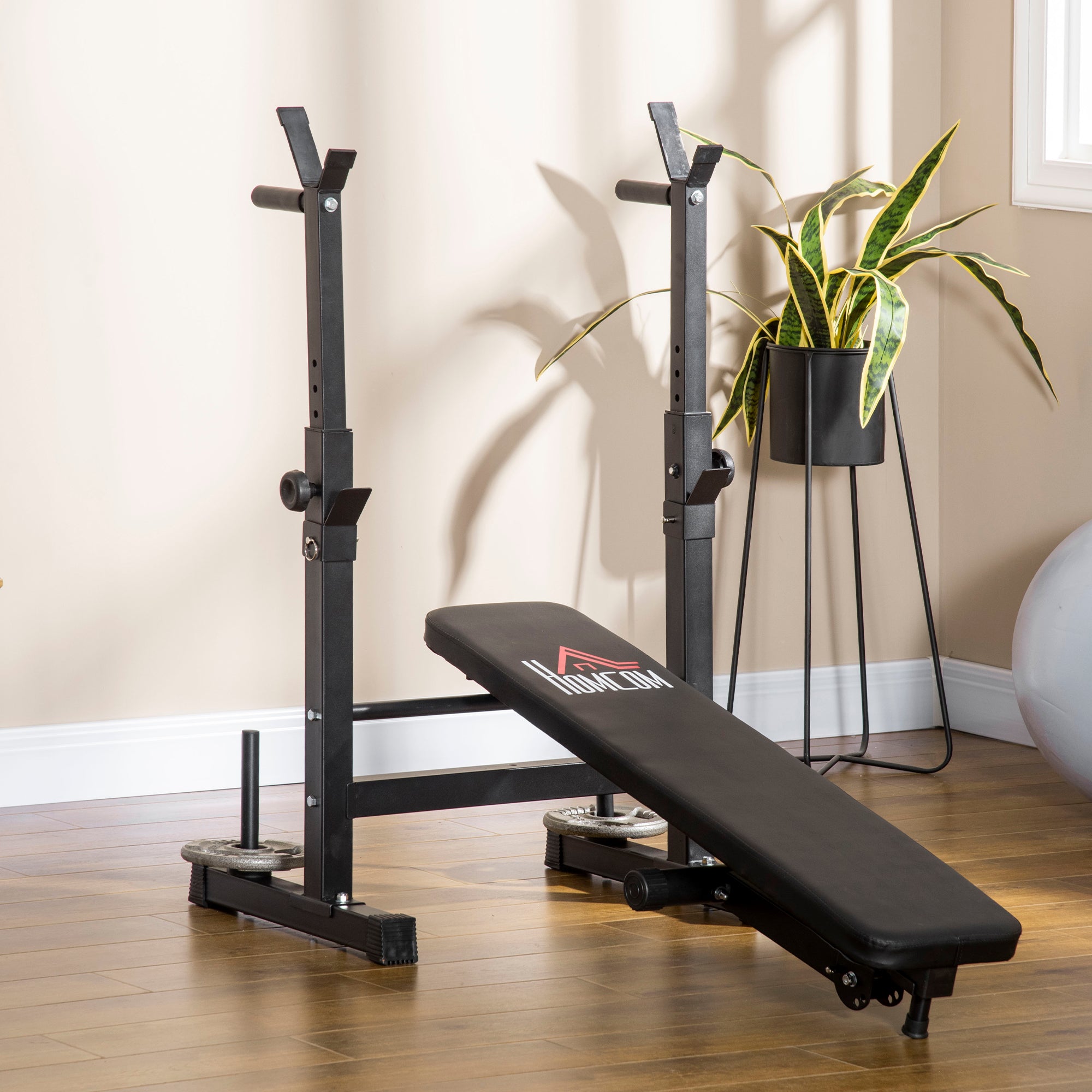 Adjustable Weight Bench, Foldable Bench Press with Barbell Rack and Dip Station for Home Gym, Strength Training Multiuse Workout Bench, Black Weight Benches at Gallery Canada