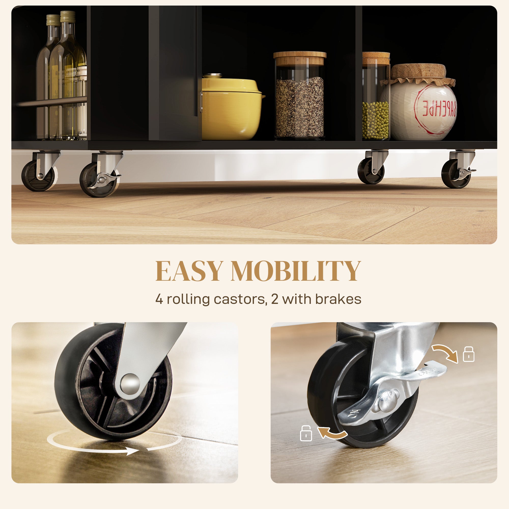Kitchen Island with Power Outlet and Drop Leaf, Rolling Kitchen Cart with 2 Drawers and Adjustable Shelves, Black Kitchen Islands & Kitchen Carts at Gallery Canada