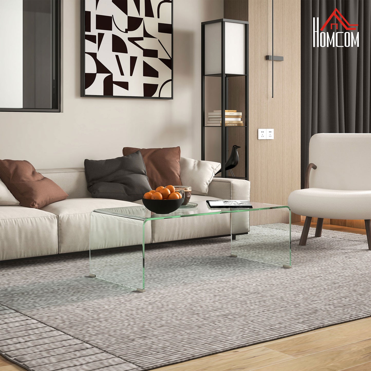 Glass Coffee Table, Clear Coffee Tables for Living Room, Modern Rectangle Center Table with Safe Rounded Edges Coffee Tables Clear  at Gallery Canada