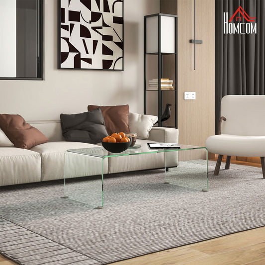 Glass Coffee Table, Clear Coffee Tables for Living Room, Modern Rectangle Center Table with Safe Rounded Edges Coffee Tables   at Gallery Canada