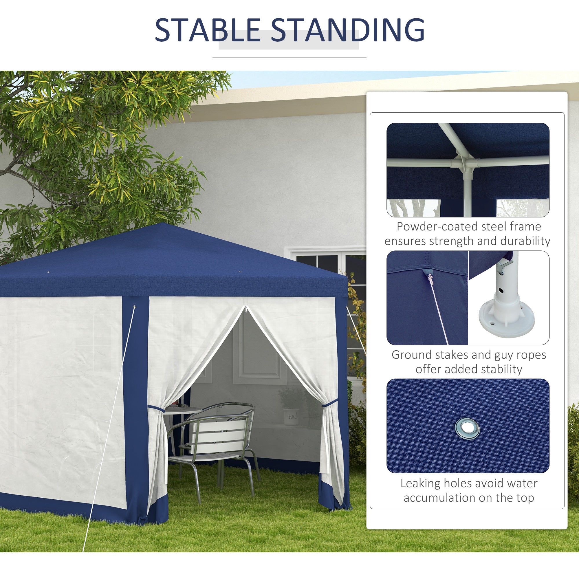 Hexagon Party Tent, Patio Gazebo with Netting Mesh, Blue Canopy Tents at Gallery Canada