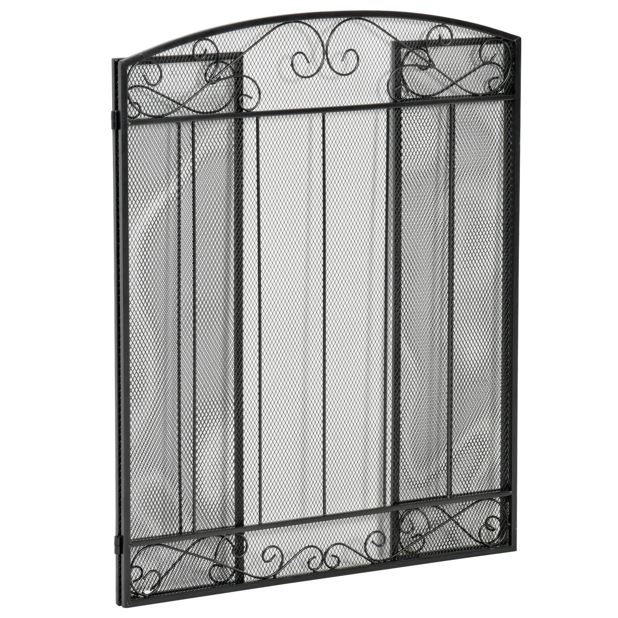 3-Panel Folding Fireplace Screen, Steel Mesh Fire Spark Guard Cover with Decorative Vine Pattern for Living Room Indoor Decor, 41.25