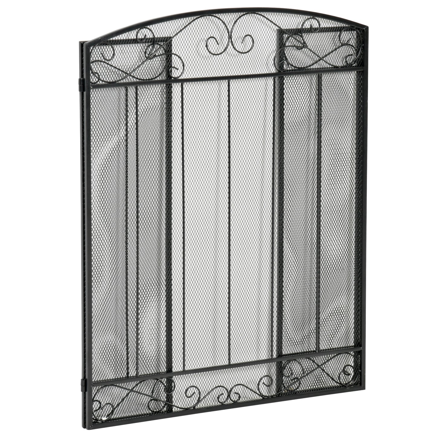 3-Panel Folding Fireplace Screen, Steel Mesh Fire Spark Guard Cover with Decorative Vine Pattern for Living Room Indoor Decor, 41.25" x 31.75", Black Fireplace Screens at Gallery Canada