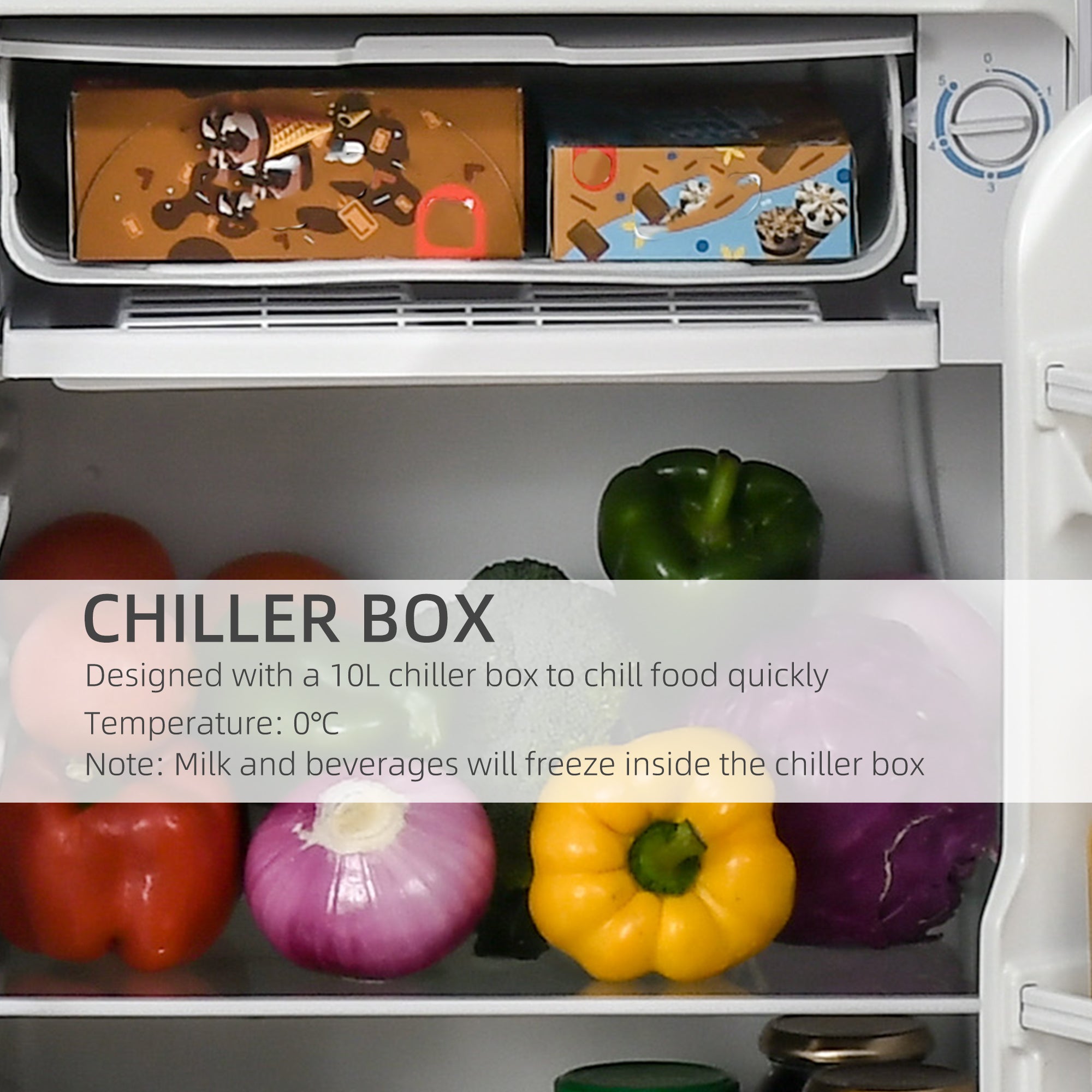 Compact Refrigerator, Mini Fridge with Freezer, Adjustable Shelf, Mechanical Thermostat and Reversible Door, Silver Small Kitchen Appliances at Gallery Canada