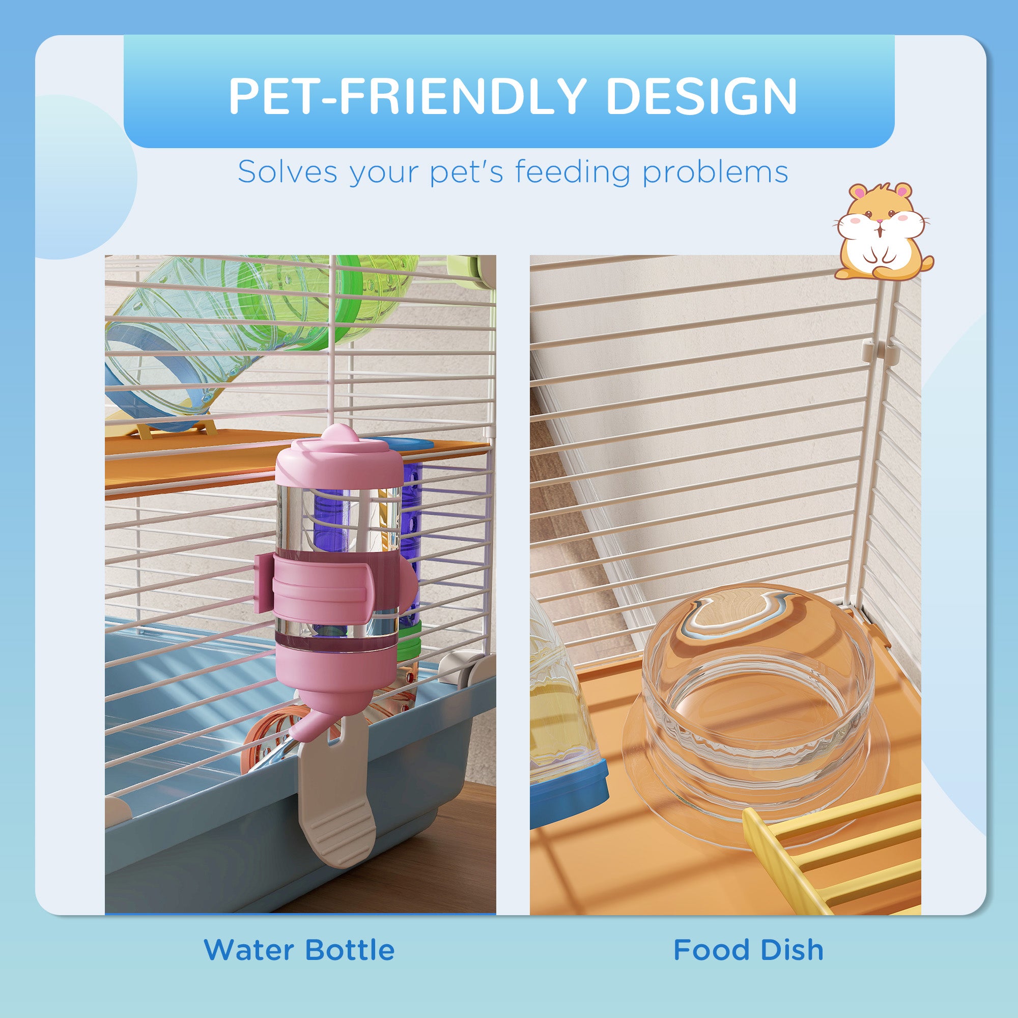 5 Tiers Hamster Cage Portable with Exercise Wheels Play Tube Water Bottle Dishes House Ladder for Gerbils, Light Blue Hamster Cages at Gallery Canada