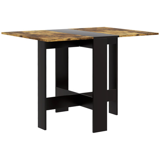 Drop Leaf Dining Table Wood Folding Table Multi-Use Side Table Dining Desk Space Saving Table, Rustic Brown and Black Bar Tables & Dining Tables   at Gallery Canada