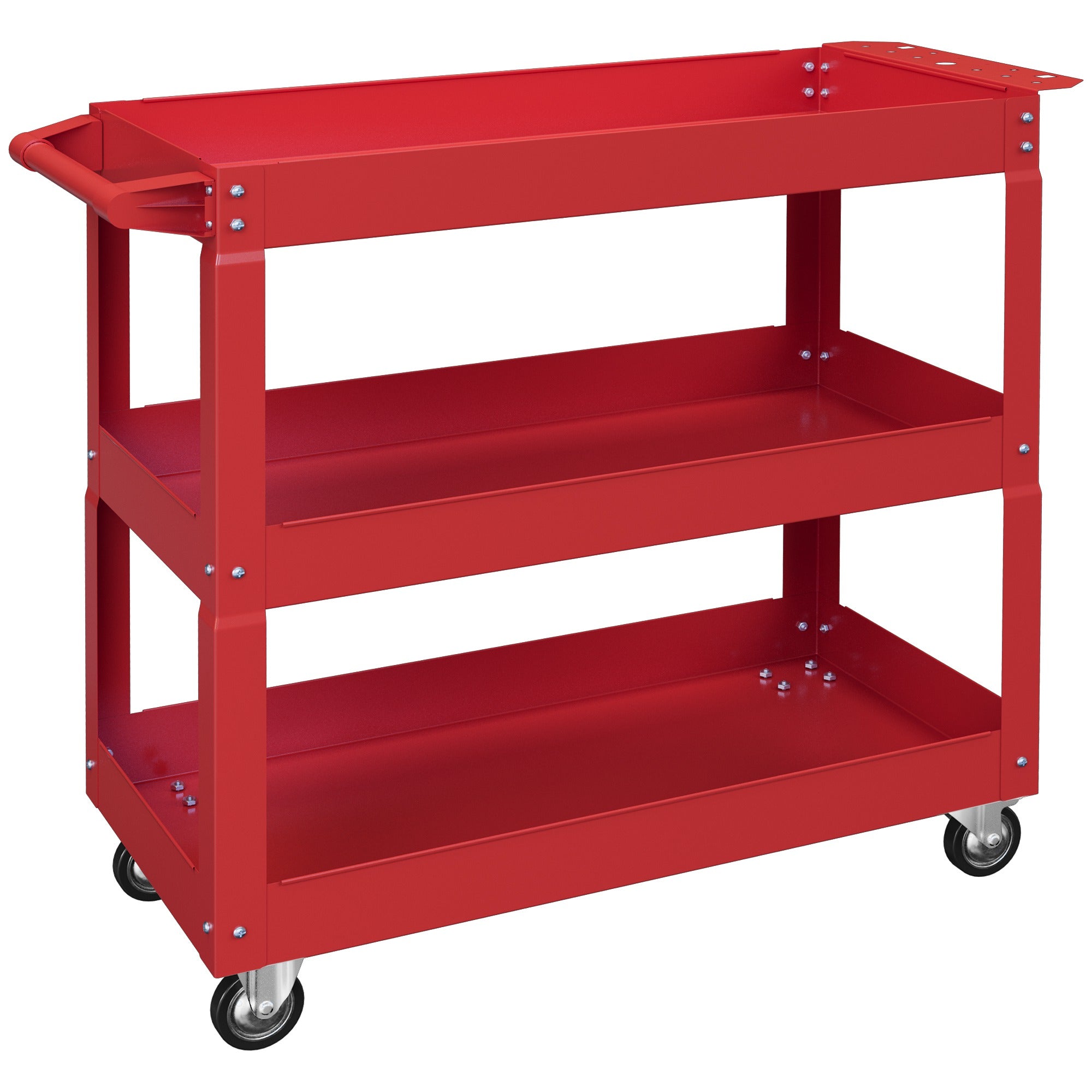 3 Tier Rolling Tool Cart with Wheels, 330 LBS Capacity Heavy Duty Utility Cart, Mobile Service Cart for Garage, Red Tool Organizers at Gallery Canada