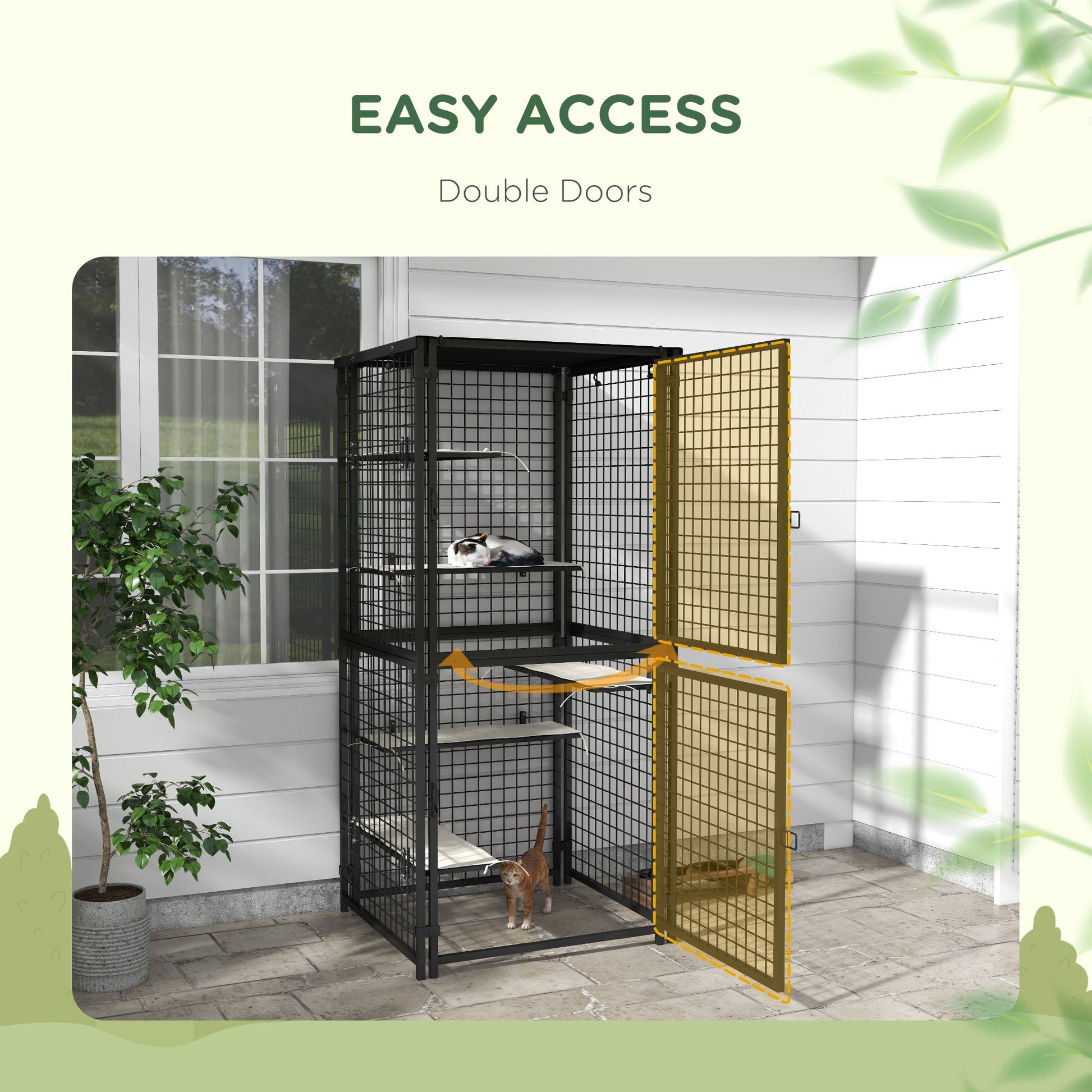 Cat Cage Multi-Level Catio Steel Outdoor Cat Enclosure w/ UV-and Water Resistant Cover, 5 Platforms, Soft Pads, Black Outdoor Cat Enclosures   at Gallery Canada