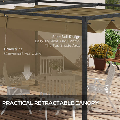 13' x 10' Patio Pergola with Retractable Canopy, Outdoor Sun Shelter, Yard Shade, Khaki Pergolas at Gallery Canada