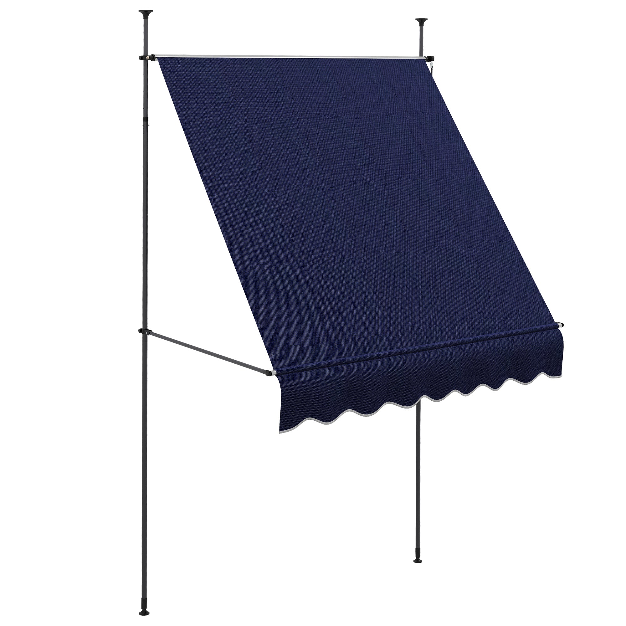 6.5' x 4' Manual Retractable Awning, Non-Screw Freestanding Patio Awning, UV Resistant, for Window or Door, Blue Patio Awnings at Gallery Canada