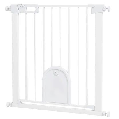 30"-32" Extra Wide Pet Gate Barrier with Small Door, White Houses, Kennels & Pens   at Gallery Canada