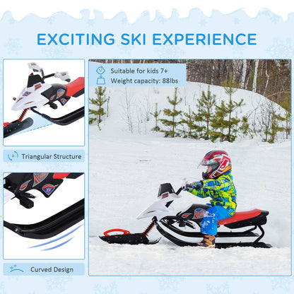 Snow Racer Sleds for Kids with Padded Rubber Seat, Snow Motor with Wind Shield Handle and Anti-slip Pedal, Winter Gift for Boys and Girls Snow Scooters   at Gallery Canada