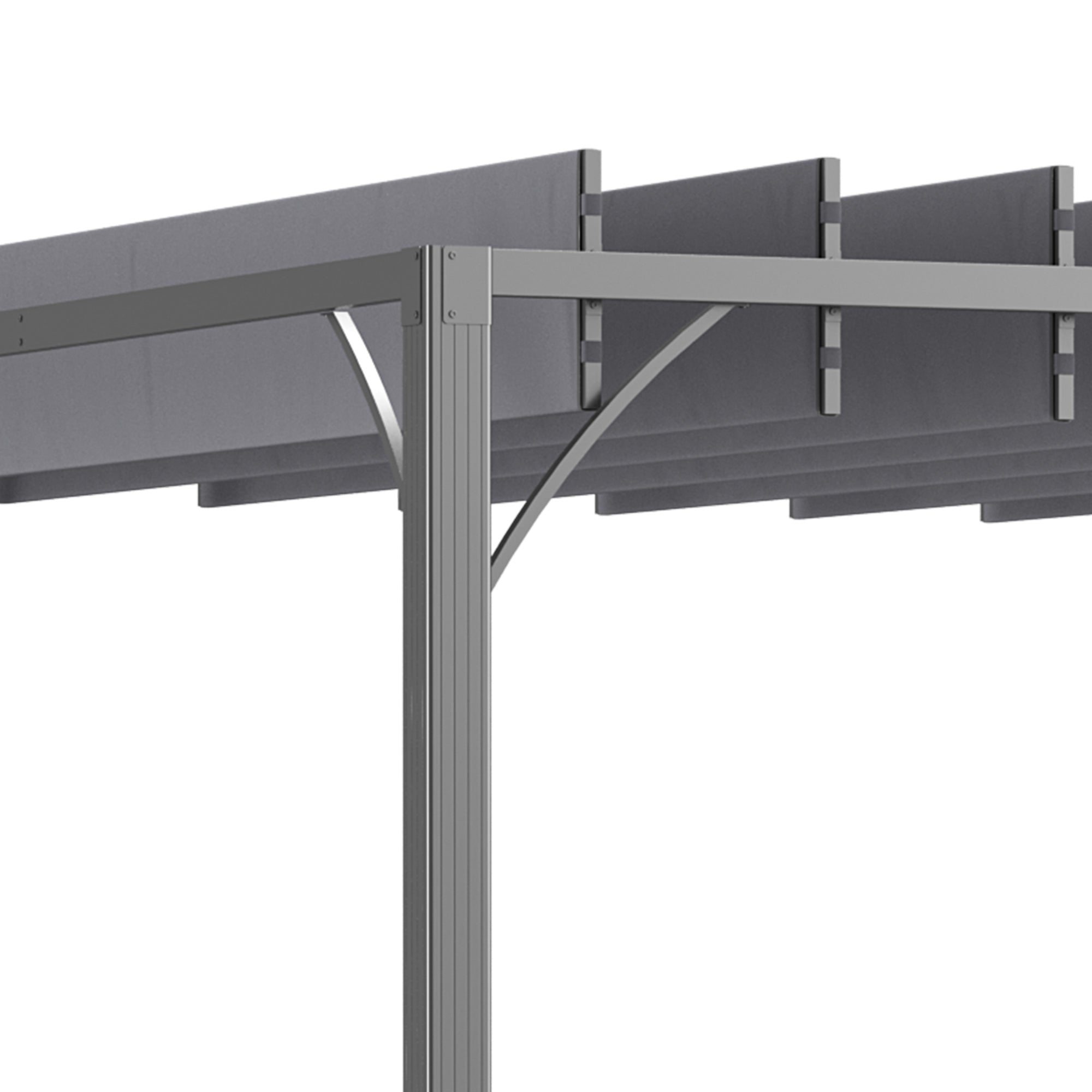 9.5' x 9.7' Outdoor Pergola with Retractable Roof, Aluminium Louvered Pergola Canopy Gazebo for Lawn Garden Patio, Grey Pergolas at Gallery Canada
