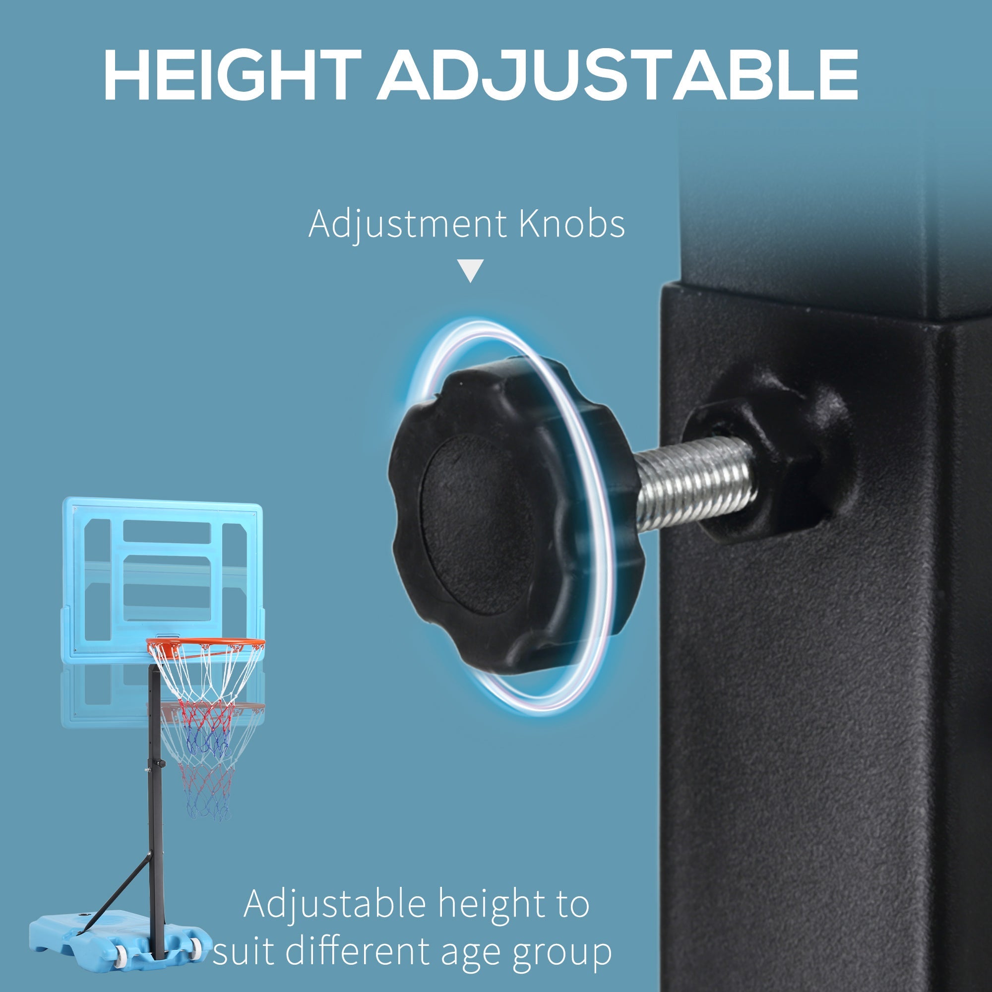 Adjustable Poolside Basketball Hoop Stand with Fillable Base, 36.5