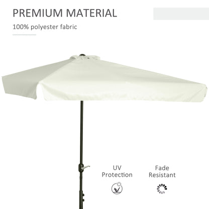 7.5ft Half Umbrella Semi Round Patio Parasol with Crank Handle, Top Vent for Garden, Balcony- NO BASE INCLUDED, Cream Sun Umbrellas   at Gallery Canada