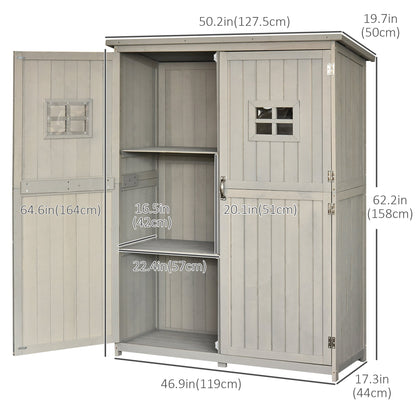 4x1.5ft Wooden Garden Storage Shed, Outdoor Tool Cabinet Organizer with Windows and Double Door Sheds   at Gallery Canada