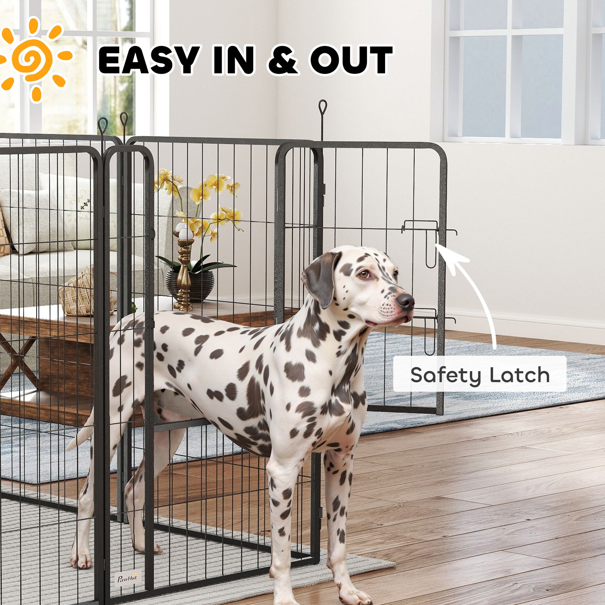 16 Panels Dog Playpen with Straps, Portable &; DIY, for Large Dogs, for Yard, RV, Camping, Garden, 39