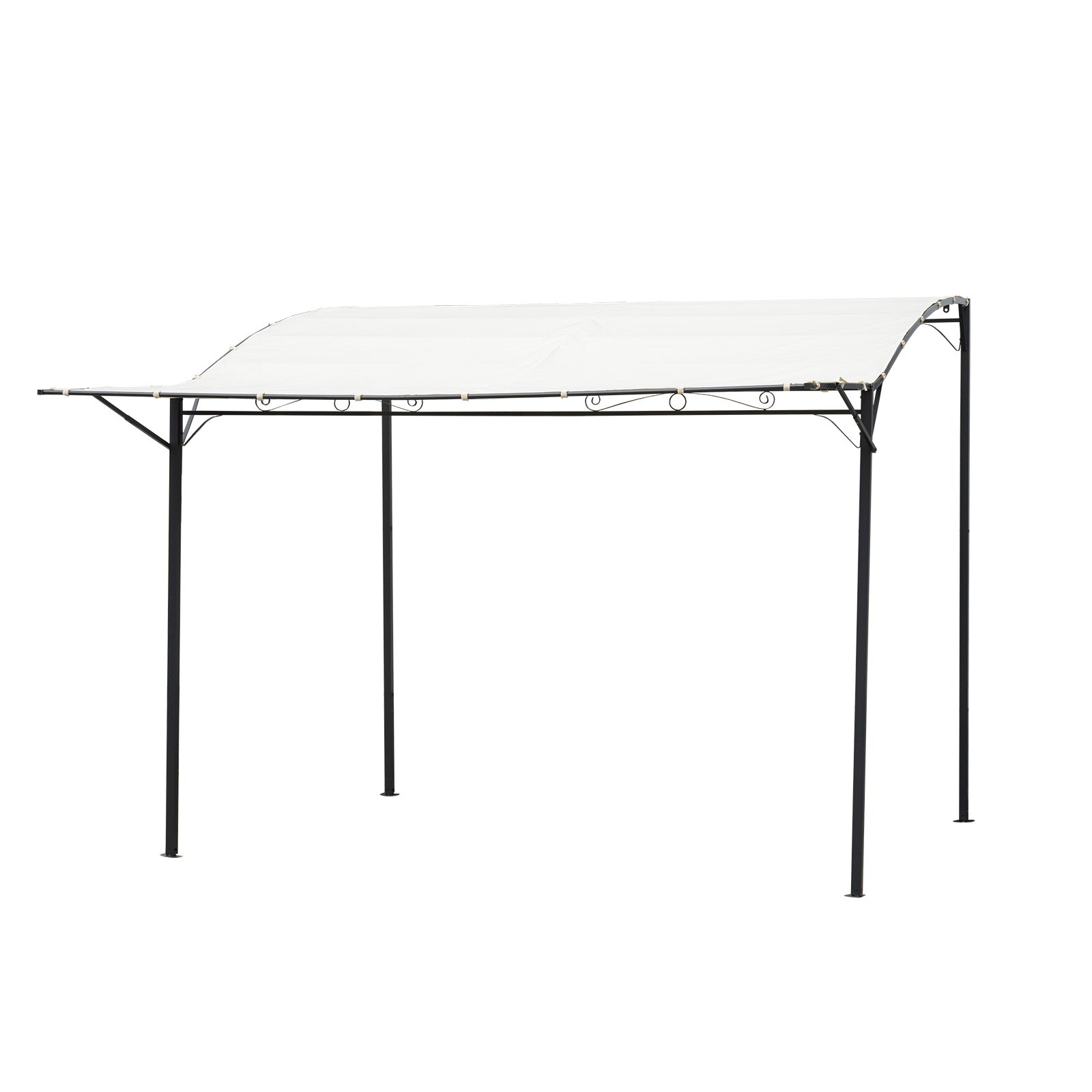 10x8ft Patio Metal Gazebo with Extendable Side Awning Outdoor Shelter Garden Sun Shade Canopy Deck Door Window Awning Cream White Pergolas at Gallery Canada
