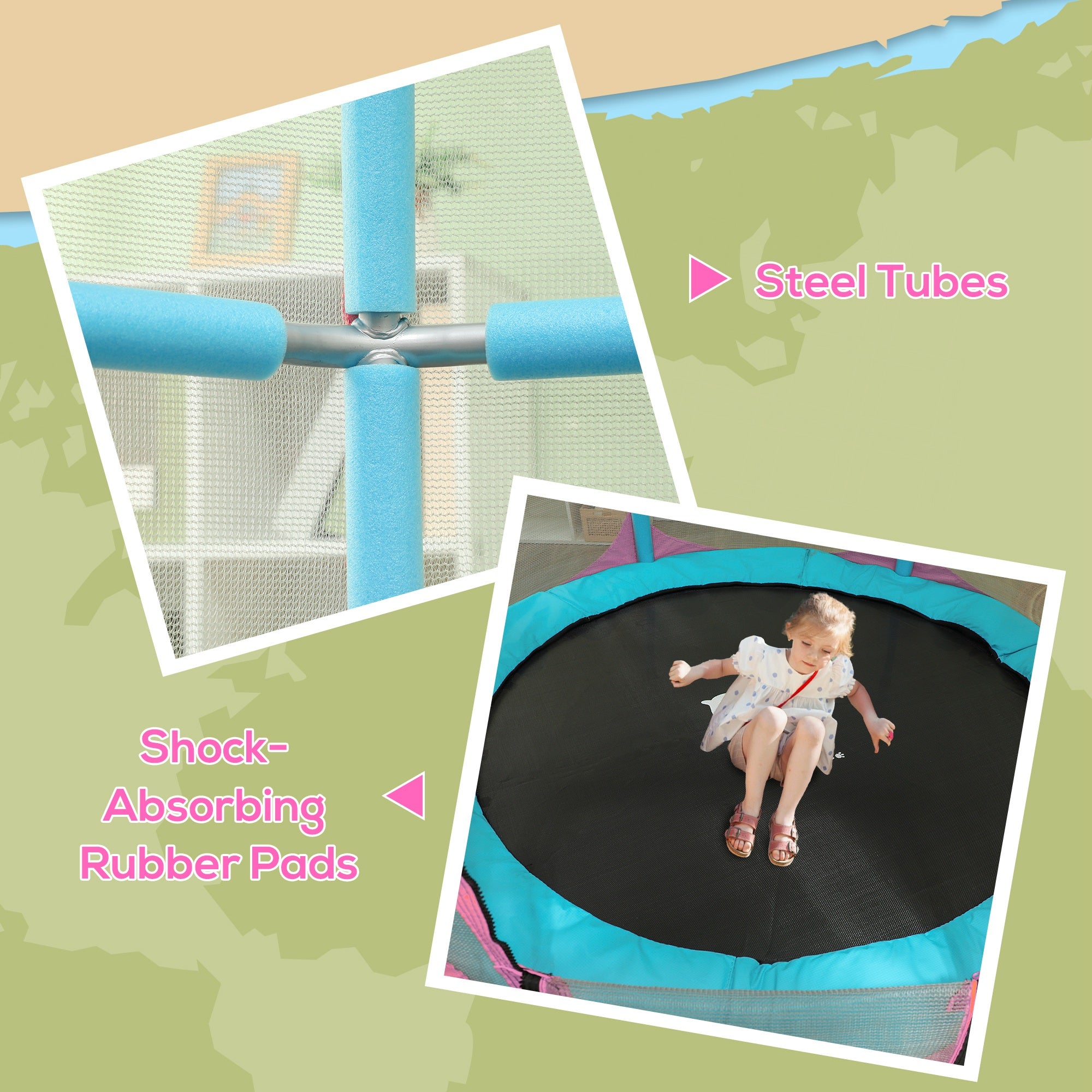 Trampoline for Kids, 4.6FT Mini Toddler Trampoline Indoor Outdoor with Handlebar, Safety Enclosure Net, Pink Trampolines at Gallery Canada