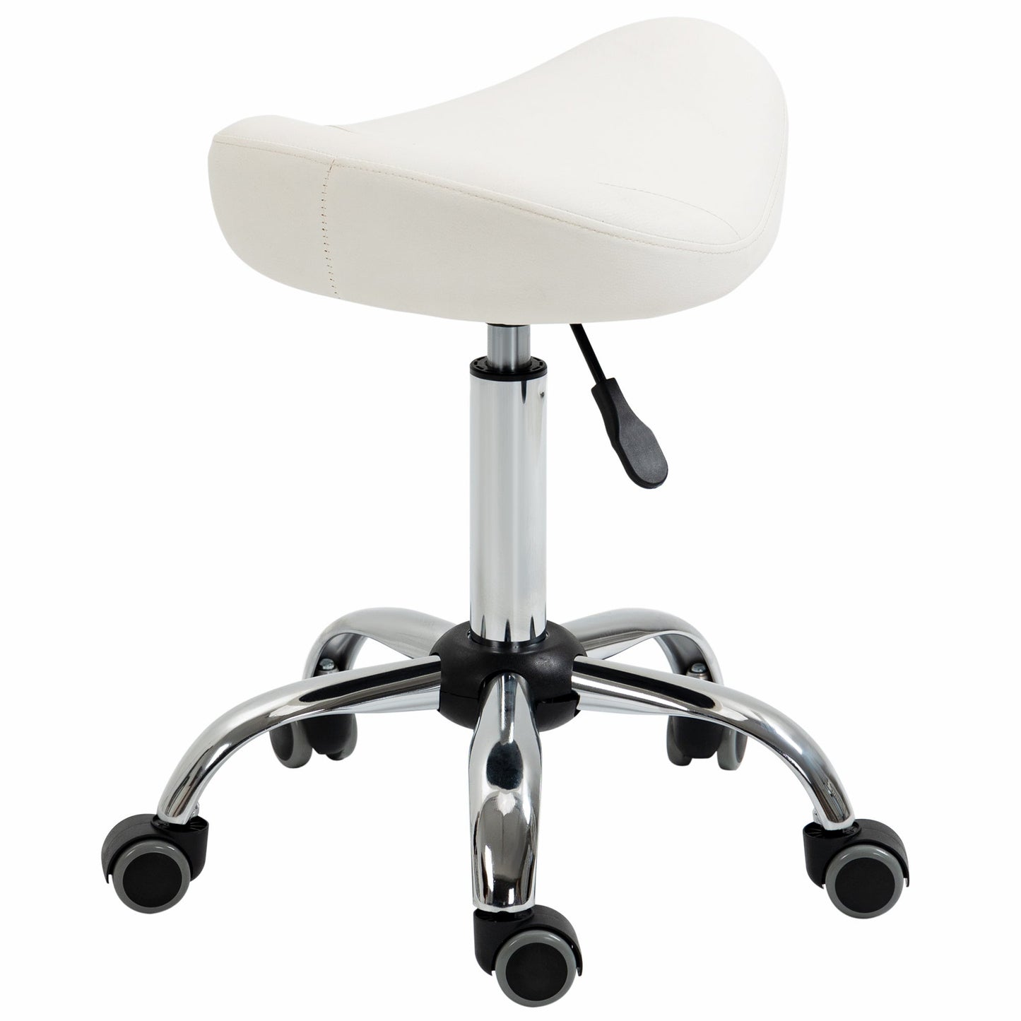 Saddle Stool, Height Adjustable Rolling Salon Chair with PU Leather for Massage, Spa, Clinic, Beauty and Tattoo, White Salon Stools White  at Gallery Canada