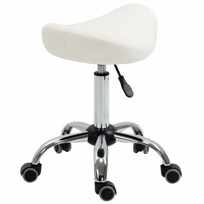 Saddle Stool, Height Adjustable Rolling Salon Chair with PU Leather for Massage, Spa, Clinic, Beauty and Tattoo, White Salon Stools White  at Gallery Canada