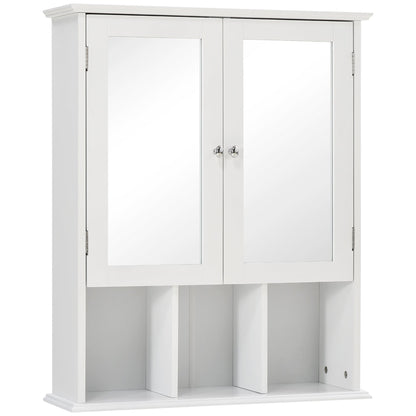 Wall-Mounted Medicine Cabinet, Bathroom Mirror Cabinet with Double Doors and Storage Shelves, White Mirror Medicine Cabinets White  at Gallery Canada