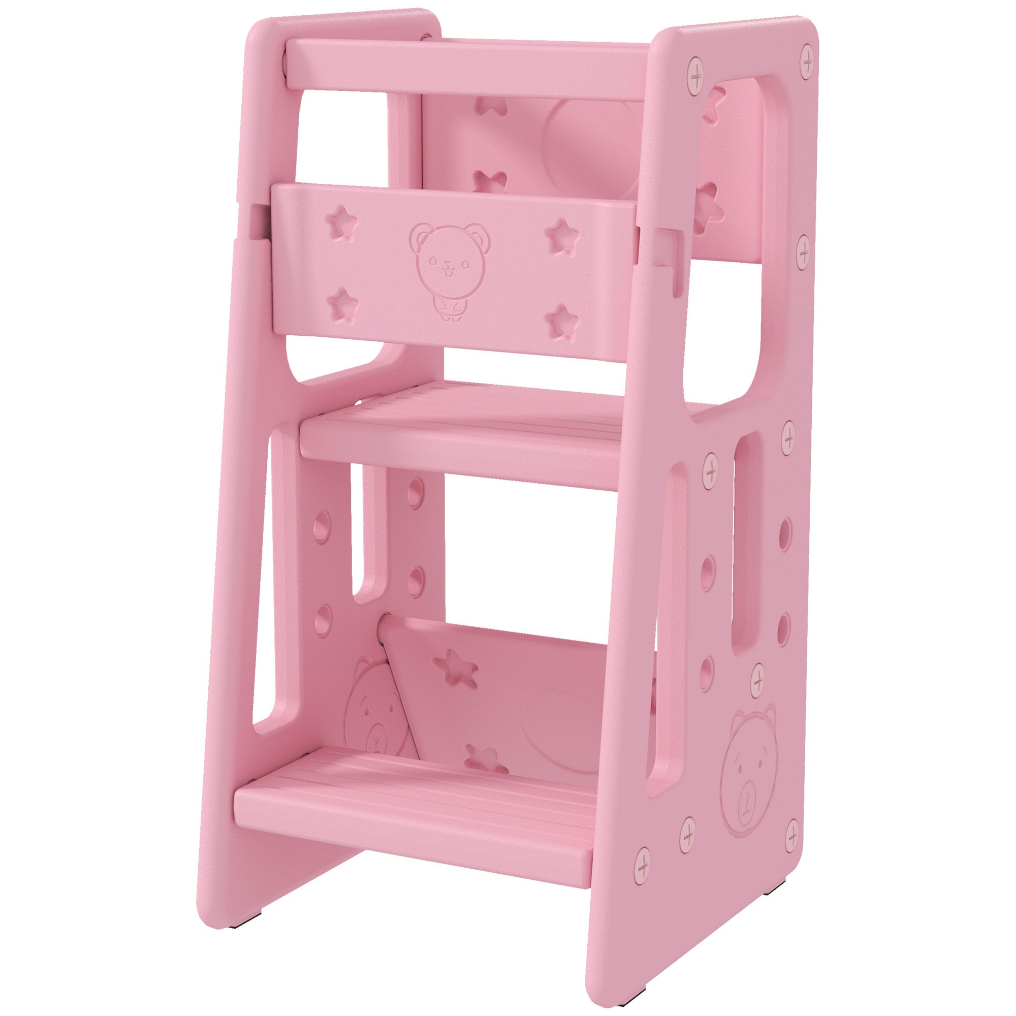 Toddler Kitchen Helper 2 Step Stool with Adjustable Height Platform and Safety Rail, Pink Toddler & Kids Step Stools at Gallery Canada