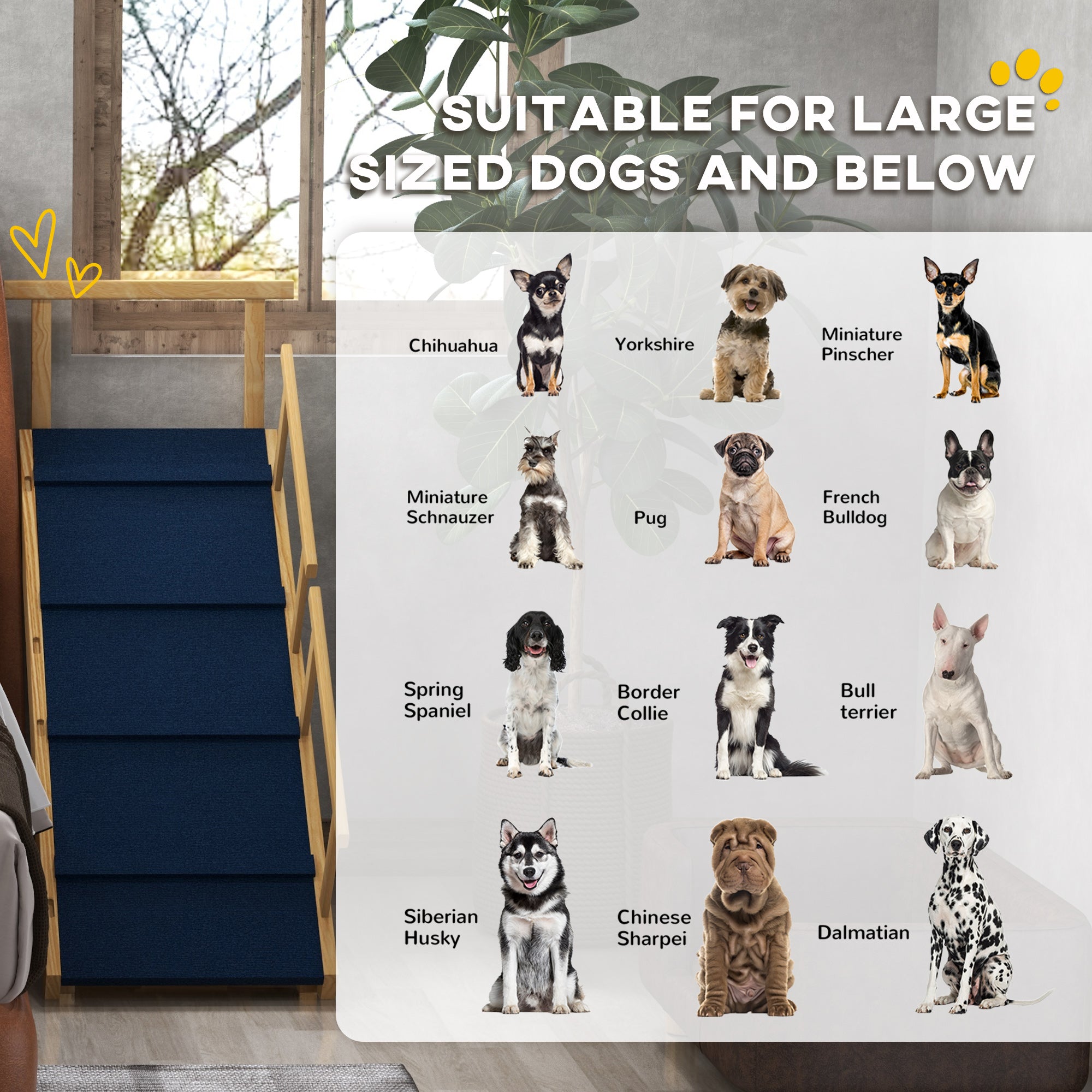 Adjustable Dog Stairs Foldable Dog Steps with Non-slip Mat for Small to Large Dogs for High Bed Sofa Couch Dog Stairs   at Gallery Canada