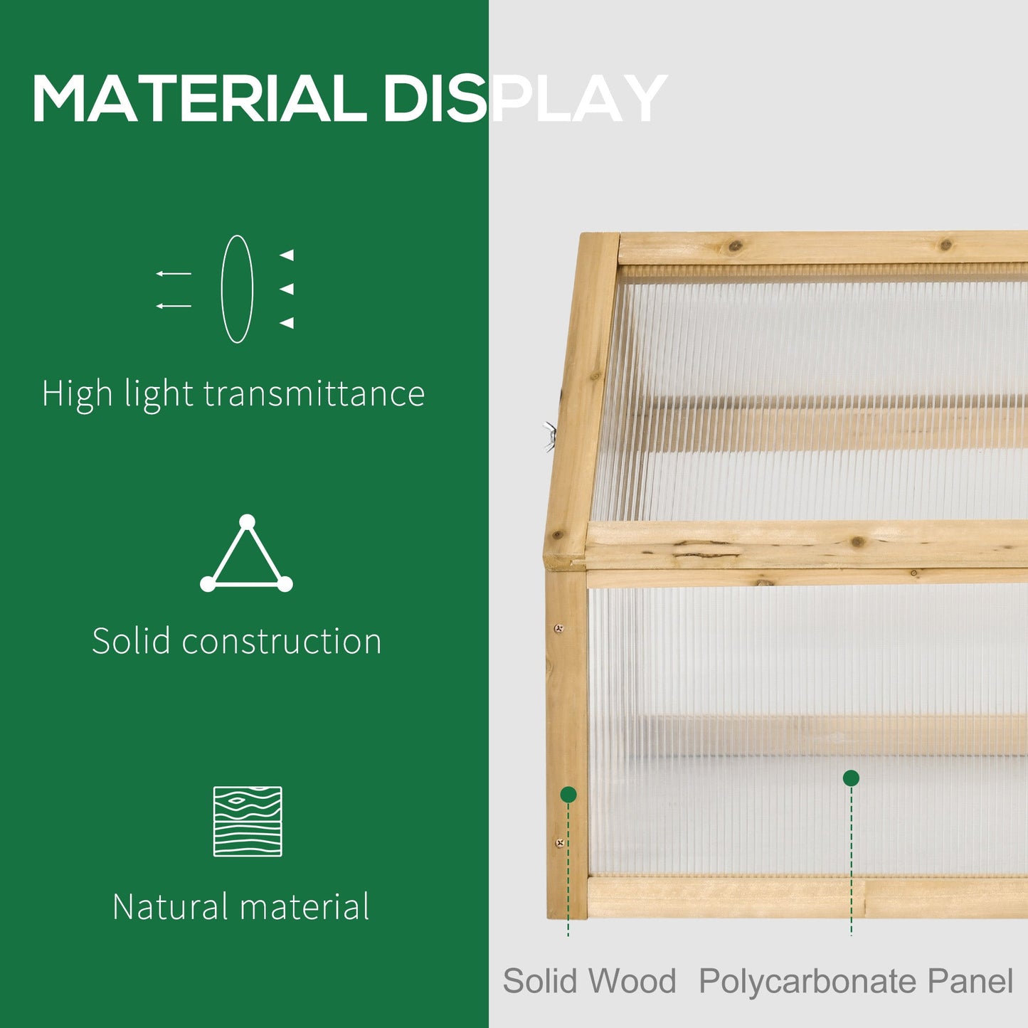 Portable Wooden Cold Frame Greenhouse Raised Planter with Openable Top, Light Brown Cold Frame Greenhouses   at Gallery Canada