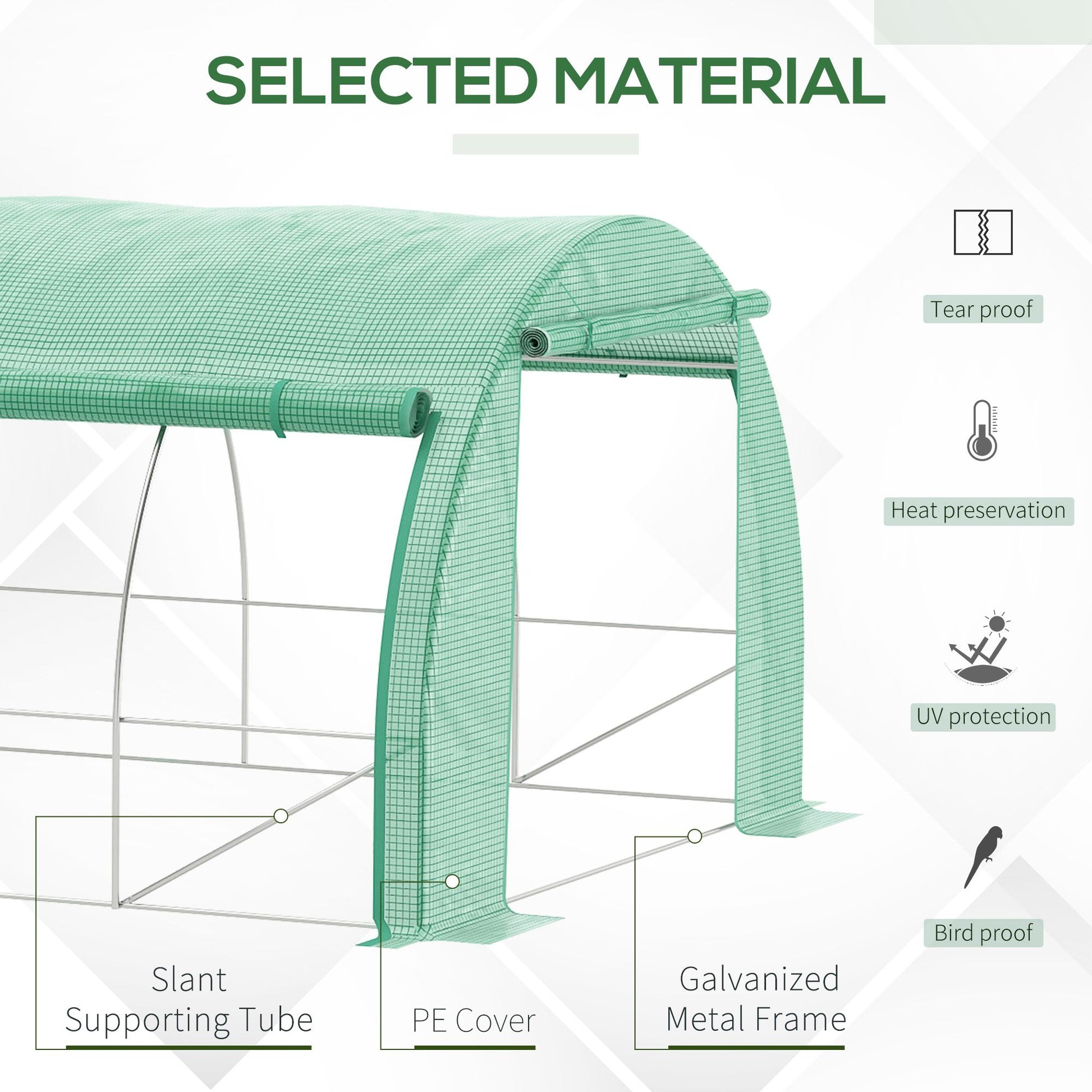 Large Walk-in Greenhouse, 20'x10'x6.6' Tunnel Greenhouse with Zippered Door and 12 Roll-up Windows, Outdoor Green House for Garden Plant, Green Tunnel Greenhouses at Gallery Canada