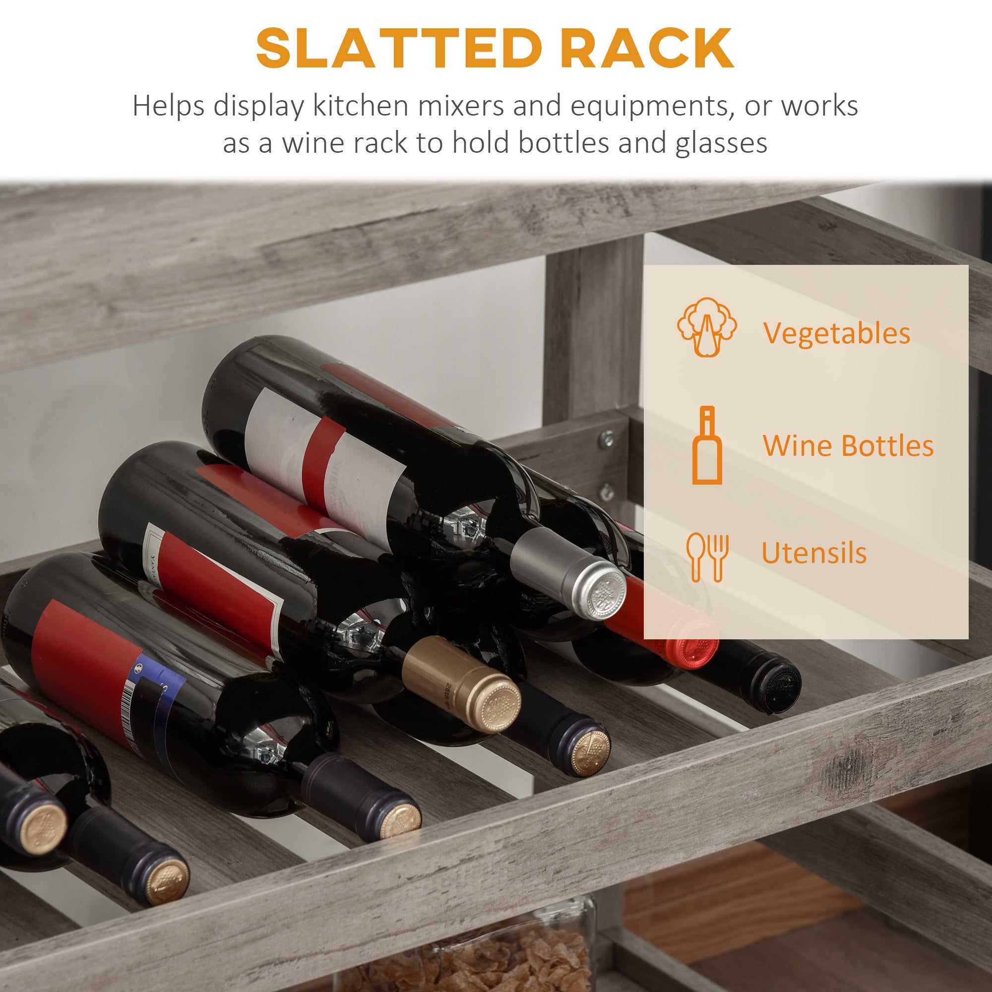 Kitchen Cart Rolling Kitchen Island Utility Trolley with Concrete Effect Top &; Storage Wine Rack, Grey Kitchen Islands & Kitchen Carts at Gallery Canada