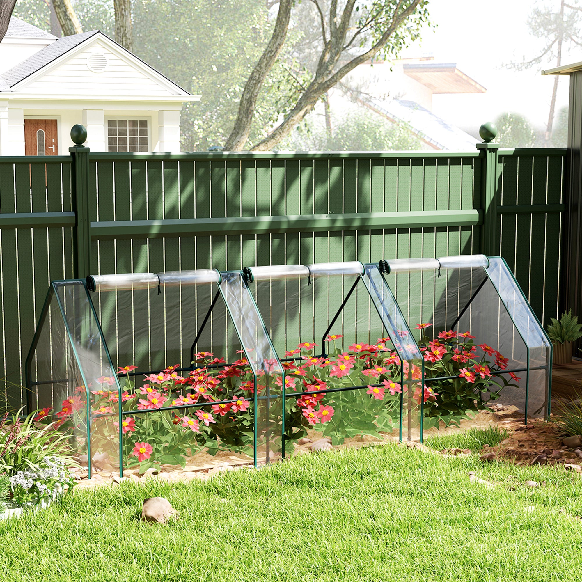 Portable Mini Greenhouse Tunnel Growing Tent Plants Flower Warm House w/ Zippered Roll-up Doors, Clear Greenhouses at Gallery Canada