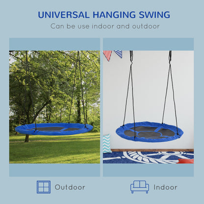 43.25" Saucer Swing Giant Hanging Tree Swing, Nest Web Rope Seat, Adjustable Hanging Ropes for Indoor Outdoor Children 3-12 Years Old, Blue Gym Sets & Swings   at Gallery Canada