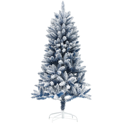 7ft Flocked Blue Christmas Tree, Artificial Christmas Tree with Hinged Design, Faux Snow, for Home Office Holiday Xmas Flocked Christmas Trees   at Gallery Canada