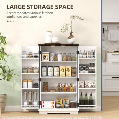 Farmhouse Kitchen Pantry Storage Cabinet, Kitchen Pantry Cabinet with Doors and Adjustable Shelves, White Kitchen Pantry Cabinets at Gallery Canada