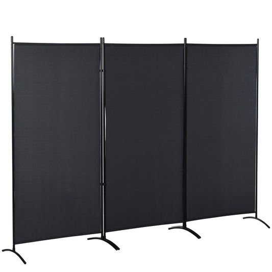 6' 3 Panel Room Divider, Double Hinged Folding Wall Divider, Indoor Privacy Screen for Home Office, Charcoal Grey Room Dividers Charcaol Grey  at Gallery Canada