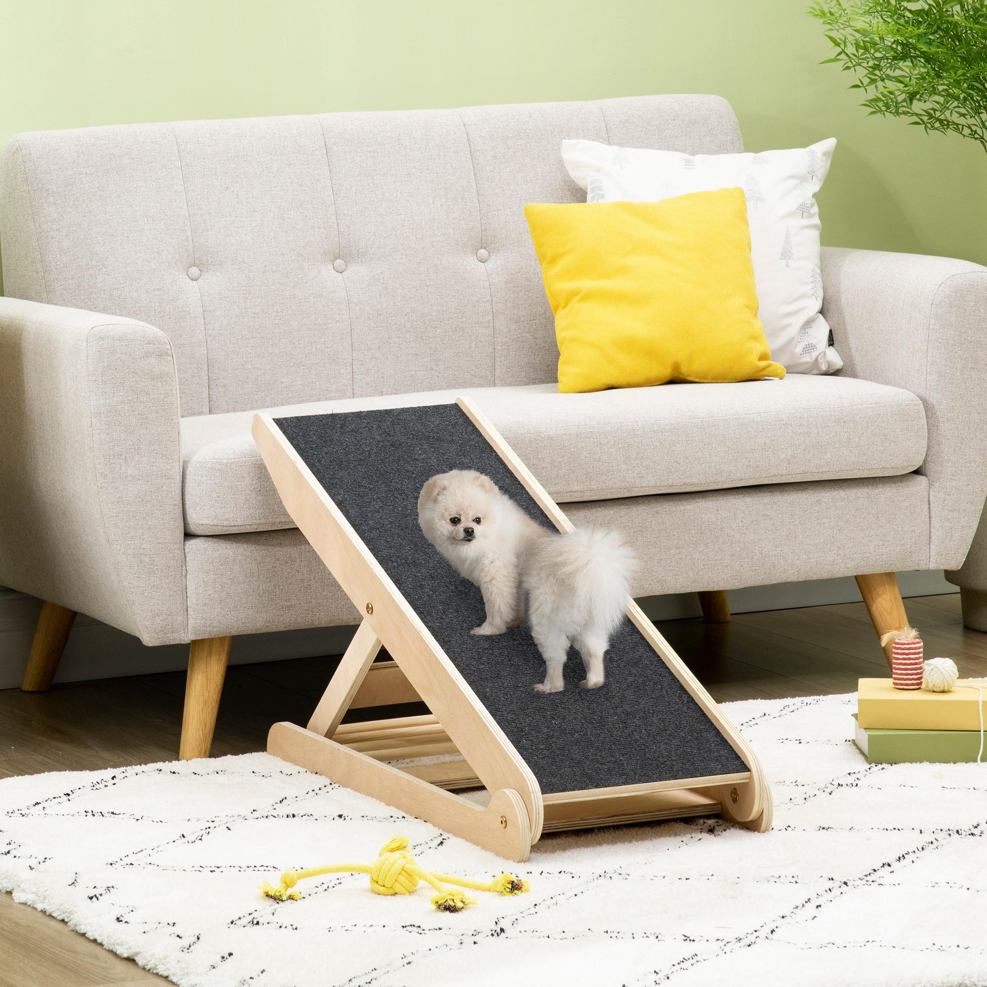 Foldable Height-Adjustable Pet Ramp for Small Dogs and Cats, Non-Slip Surface, Natural Dog Stairs   at Gallery Canada