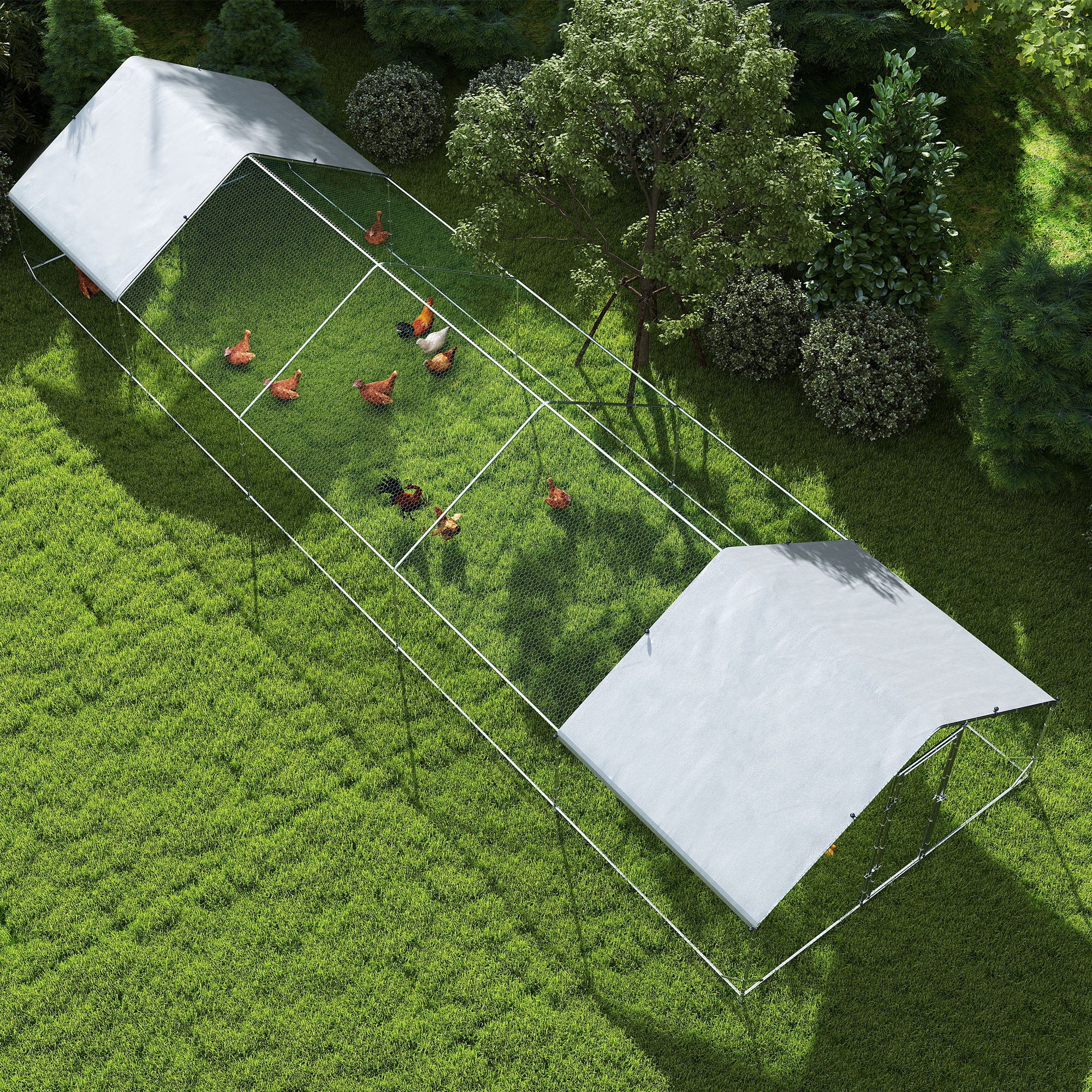 Metal Chicken Coop with Water- and UV-Protection Cover for Backyard Hen, Duck, Rabbit, 9.8' x 32.8' x 6.4' Chicken Coops at Gallery Canada