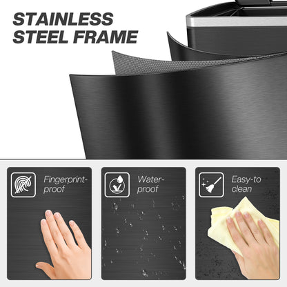 2 x 20 Liter Garbage Bin, Stainless Steel Garbage Can with Soft-Close Lid and Removable Inner Buckets, Black Household Supplies at Gallery Canada