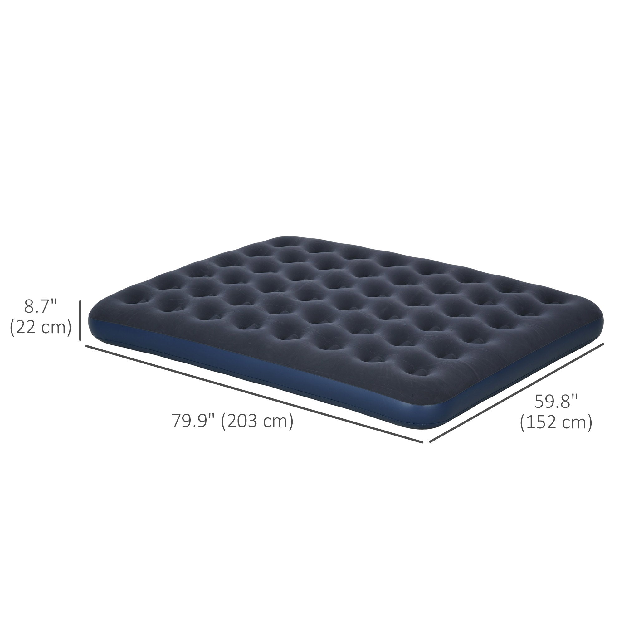 Air Mattress Queen, Inflatable Air Bed with Flocked Surface for Guest, Camping, Travel, Dark Blue Camping Cots at Gallery Canada