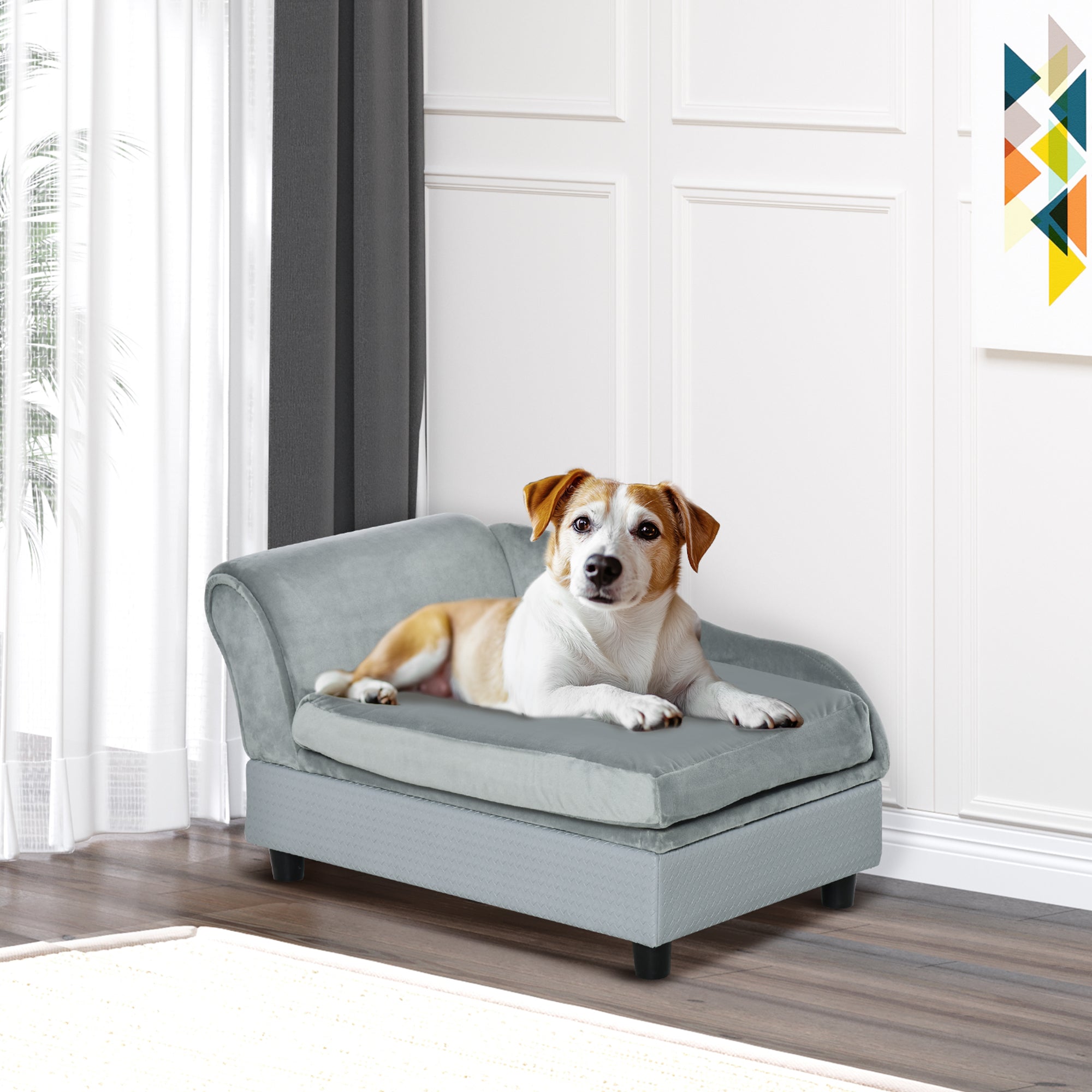 Pet Sofa Dog Couch Chaise Lounge Pet Bed with Storage Function Small Sized Dog Various Cat Sponge Cushioned Bed Lounge, Light Grey Dog Sofas at Gallery Canada
