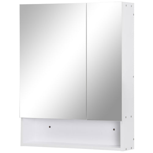 Wall Mounted Bathroom Medicine Cabinet with Mirror and Adjustable Shelves, White