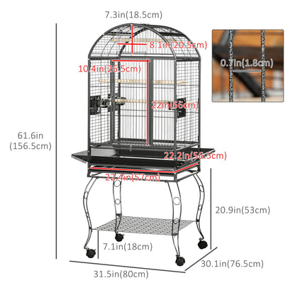 66" Bird Cage Parrot Cage for Conures, Cockatiels, Parrotlet with Play Top, Rolling Stand, Pull Out Tray, Storage Shelf Bird Cages   at Gallery Canada