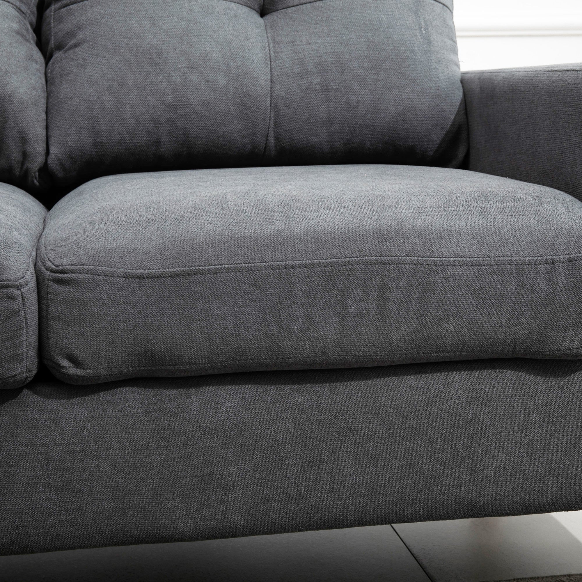 Sectional Sofa Couch, L Shaped Couch with Reversible Chaise, Wooden Legs for Living Room, Bedroom, Dark Grey 3-Seater Sofas at Gallery Canada