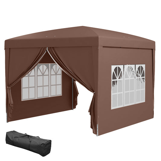 10'x10' Outdoor Pop Up Party Tent Wedding Gazebo Canopy with Carrying Bag (Coffee) Pop Up Canopies at Gallery Canada