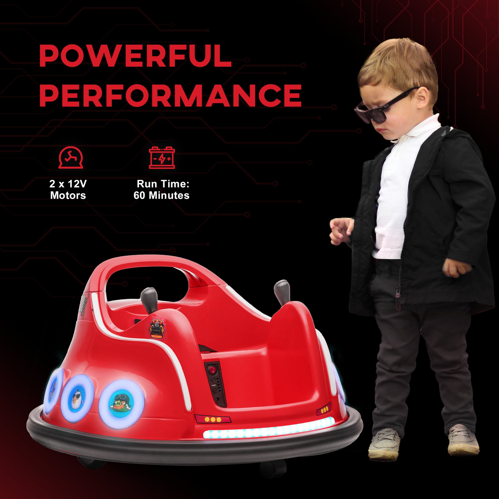 Angry Bird Licensed Electric Ride on Car, 12V Bumper Car for Kids w/ Dual Joysticks, 360 Degree Spin, Red Electric Ride On Toys   at Gallery Canada