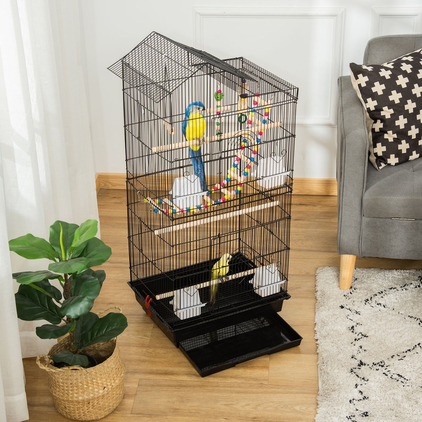 39" Bird Cage for Budgie, Cockatiel, Conure, Small Birds, with Ladder, Swing, Toys, Perches, Tray, Feeding Bowls, Handle Bird Cages   at Gallery Canada