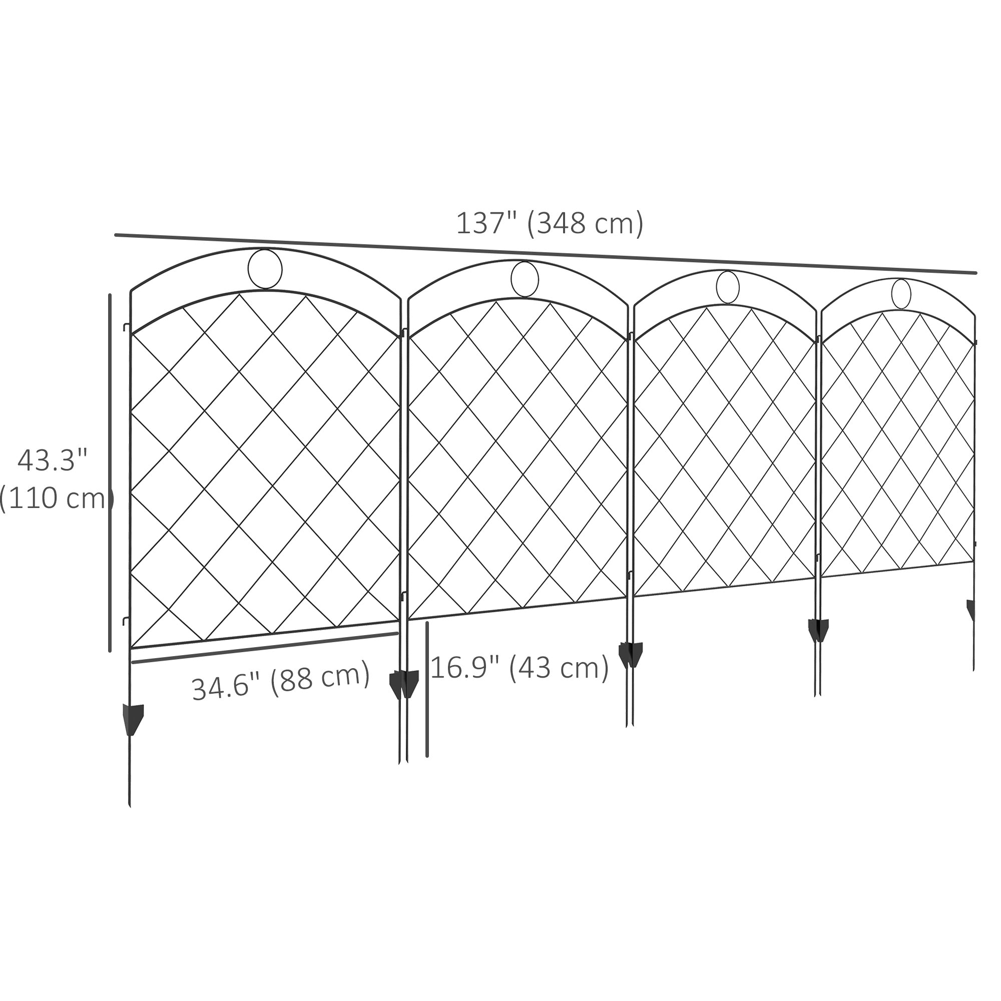 4 Pack Metal Fence Small Garden Fencing Panels as Animal Barrier and Flower Edging for Yard, Circle, Black Garden Fences at Gallery Canada