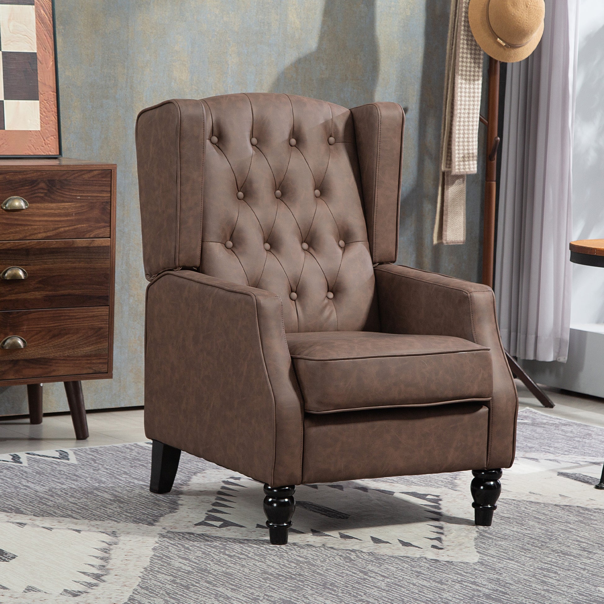 Faux Leather Armchair, Modern Accent Chair with Thick Padding for Living Room, Bedroom, Home Office, Brown Accent Chairs at Gallery Canada