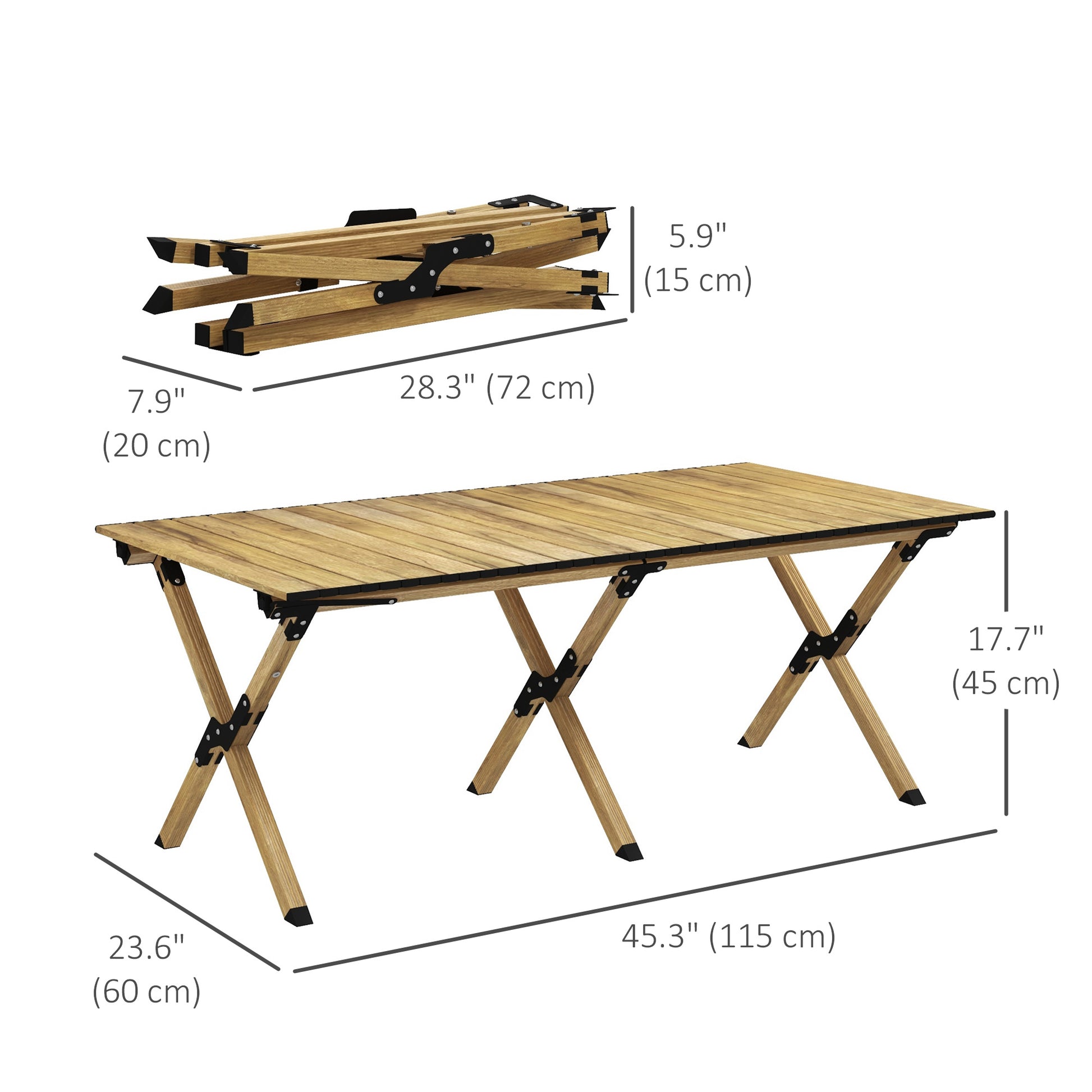 Folding Picnic Table, Portable Aluminum Camping Table with Roll-Up Top for Party, BBQ, Beach, Natural Picnic Tables & Camping Chairs   at Gallery Canada